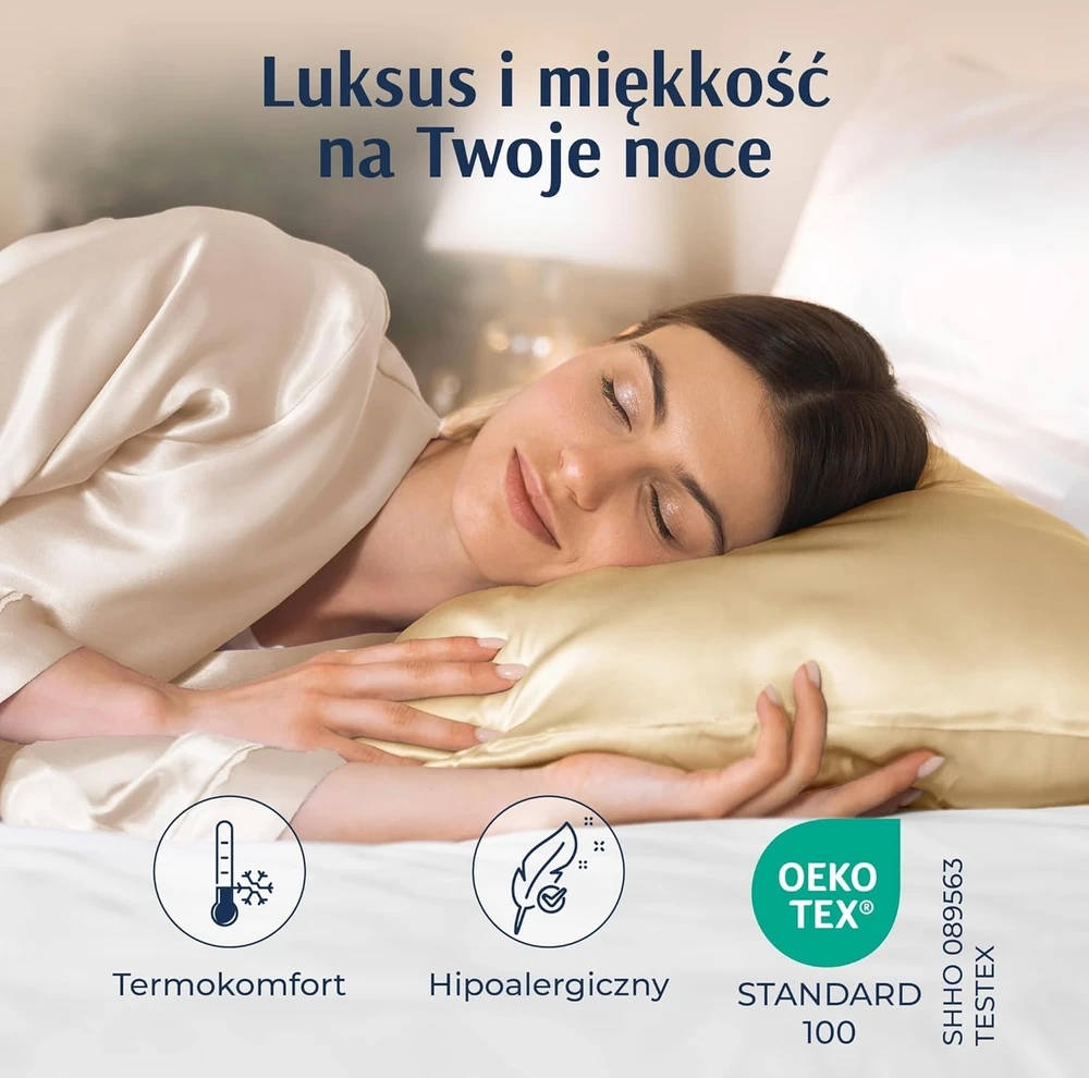 Dreamzie dvipusis pagalvės užvalkalas iš 100% morinio šilko, 19 momme, Oeko-Tex sertifikuotas