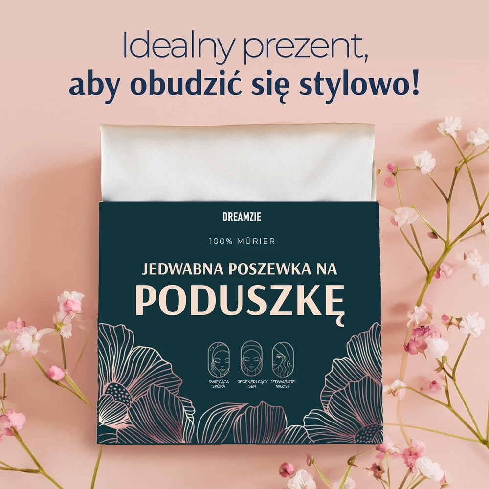 Dreamzie šilkinė pagalvės užvalkalas, 100% morinis šilkas, dvipusis, 19 momme, Oeko-Tex