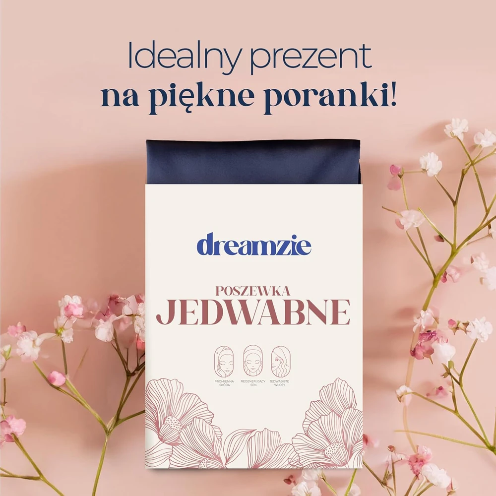 Dreamzie šilkinė pagalvės užvalkalas, 100% morinės šilko, 19 momme, 40 x 60 cm, tamsiai mėlynas