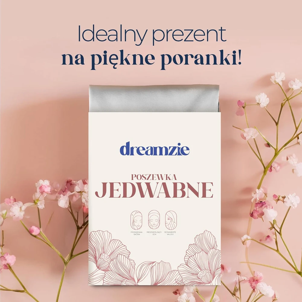 Dreamzie šilkinis pagalvės užvalkalas, dvi pusės, 100% mulberio šilkas, 40x40 cm, 19 momme, pilkas