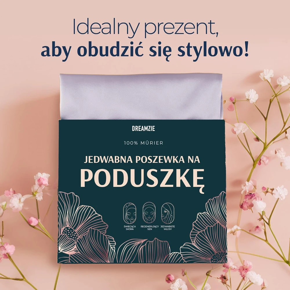 Dreamzie šilkinis pagalvės užvalkalas, dvipusis, 100% morvų šilkas, 19 momme, 40x40 cm, liliinis