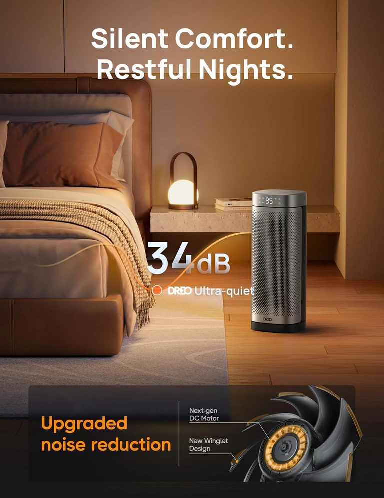 DREO elektrinis keraminis šildytuvas 2000 W su termostatu ir 70° osciliacija DR-HSH014