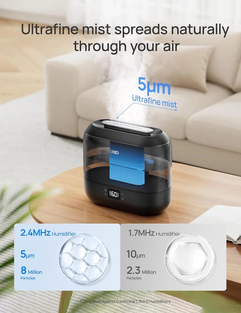 Dreo išmanusis ultragarsinis oro drėkintuvas 4 l su Wi-Fi, 26 W, DR-HHM001S