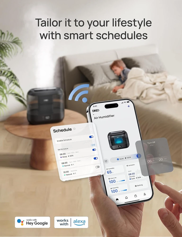 Dreo išmanusis ultragarsinis oro drėkintuvas 4 l su Wi-Fi, 26 W, DR-HHM001S