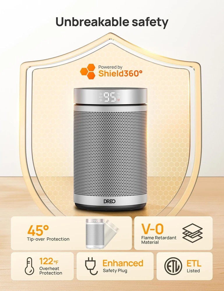 Dreo keraminis termoventiliatorius Atom 316, 1500 W, 34 dB, DR-HSH026 Sidabrinis