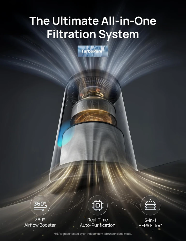 DREO oro valytuvas 338S su HEPA filtru, Wi-Fi valdymu ir PM2.5 jutikliu DR-HAP008S Baltas