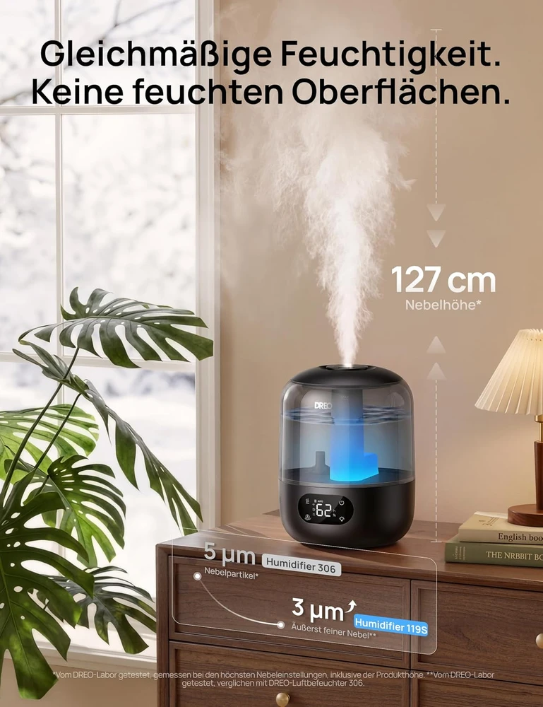 DREO ultragarsinis oro drėkintuvas, 3 l, iki 28 m², DR-HHM019S Juodas
