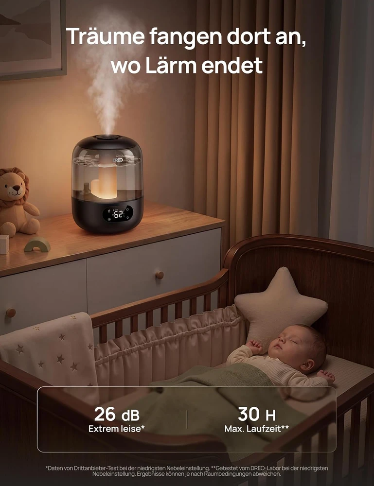 DREO ultragarsinis oro drėkintuvas, 3 l, iki 28 m², DR-HHM019S Juodas