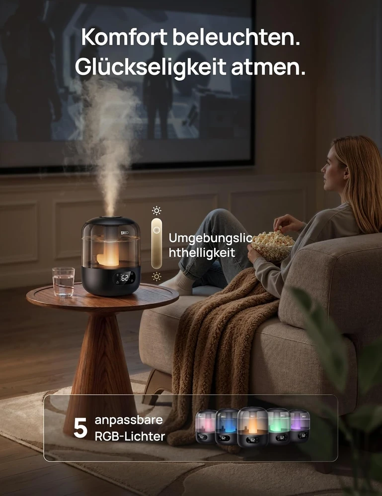 DREO ultragarsinis oro drėkintuvas, 3 l, iki 28 m², DR-HHM019S Juodas