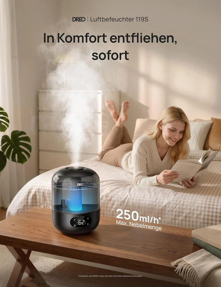 DREO ultragarsinis oro drėkintuvas, 3 l, iki 28 m², DR-HHM019S Juodas