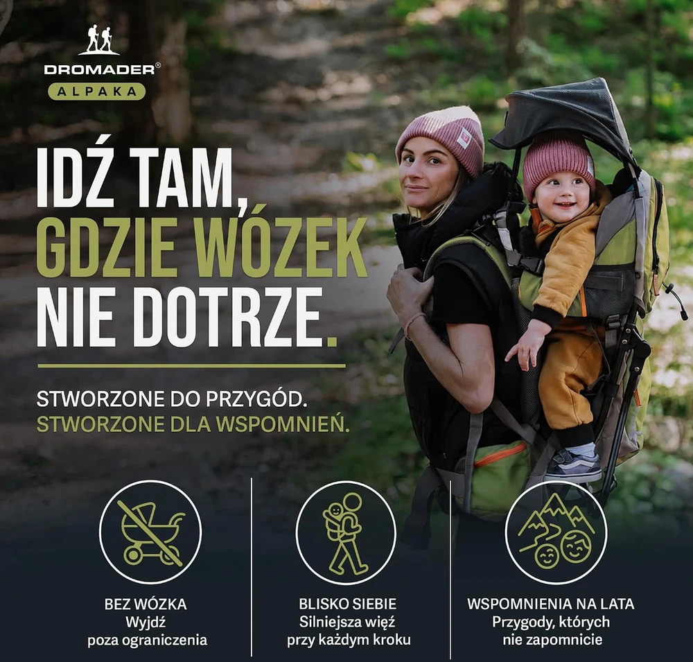 DROMADER turistinė vaikiška kuprinė-nešioklė su stogeliu ir apsauga nuo lietaus Baby Carrier