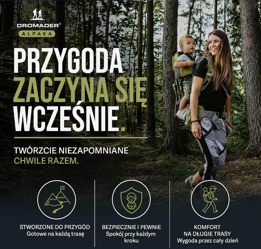 DROMADER turistinė vaikiška kuprinė-nešioklė su stogeliu ir apsauga nuo lietaus Baby Carrier