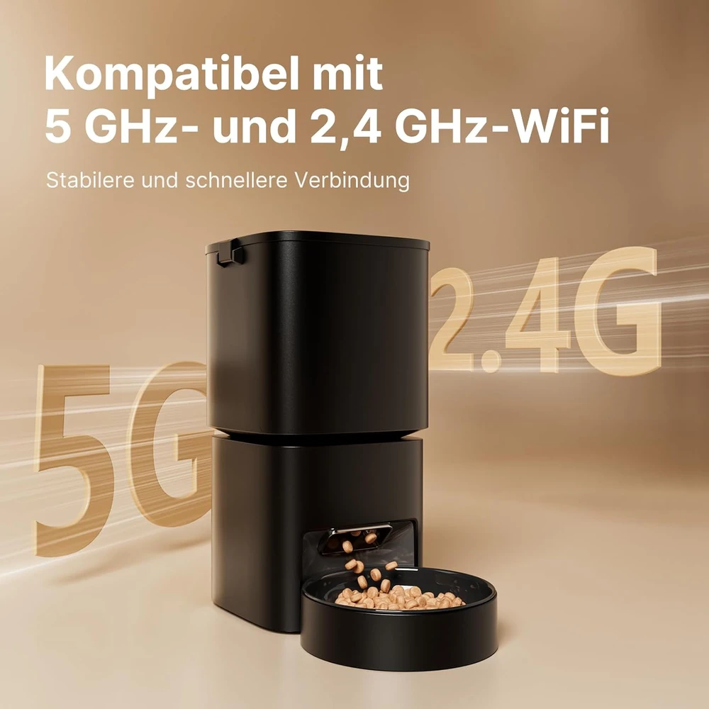DUDUPET automatinis kačių ir šunų pašaro dozatorius, Wi-Fi, 5 l talpa, iki 10 porcijų per dieną, ZC-F09
