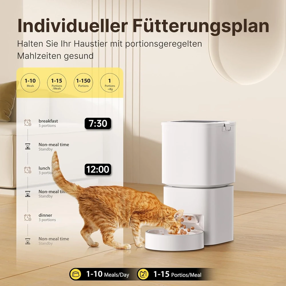 DUDUPET automatinis šėrimo dozatorius naminiams gyvūnams, Wi-Fi, 5 l talpa, programėlės valdymas, ZC-F09
