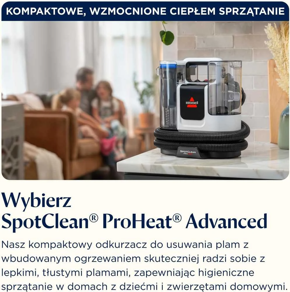 Dulkių siurblys BISSELL kompaktiškas giluminio valymo siurblys SpotClean ProHeat Advanced, 1125 W, kilimams ir apmušalams, 3924N