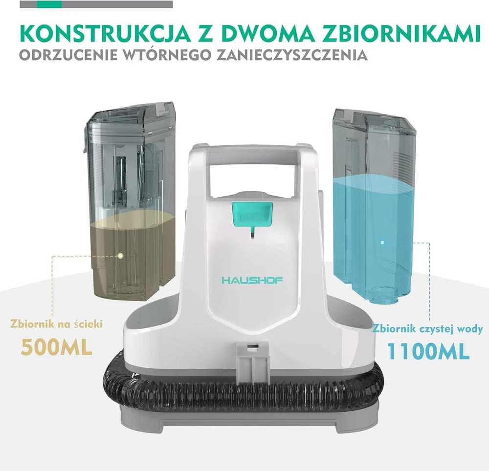 Dulkių siurblys HAUSHOF kilimų valymo įrenginys, 400 W, 1,1 l talpa, galingas siurbimas, HH24041AU