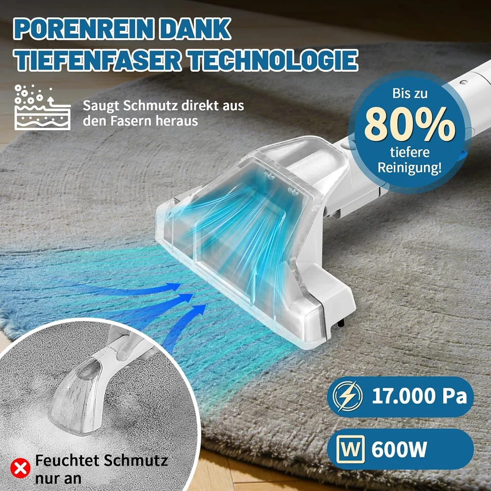 Dulkių siurblys Hjh kilimų ir apmušalų valymo siurblys 600 W, 17 kPa, VC03-EU