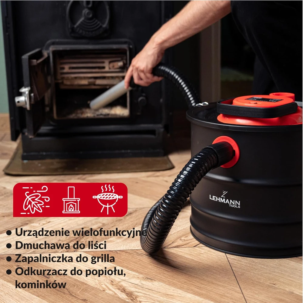 Dulkių siurblys LEHMANN pelenų siurblys 15 l, 800 W su HEPA filtru ir pūtimo funkcija LTOAV-0815