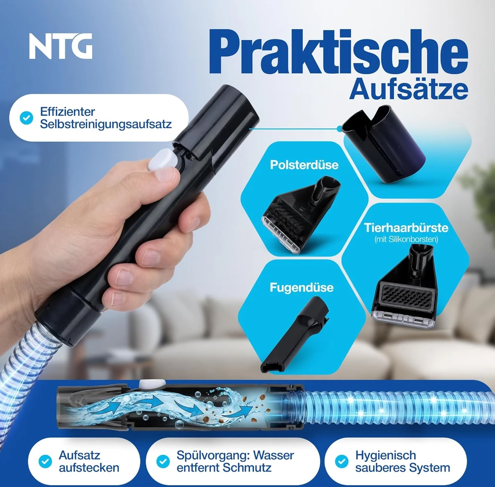 Dulkių siurblys NTG plaunamasis kilimų ir apmušalų valytuvas 1250 W su vandens šildymu PR.1.8-3