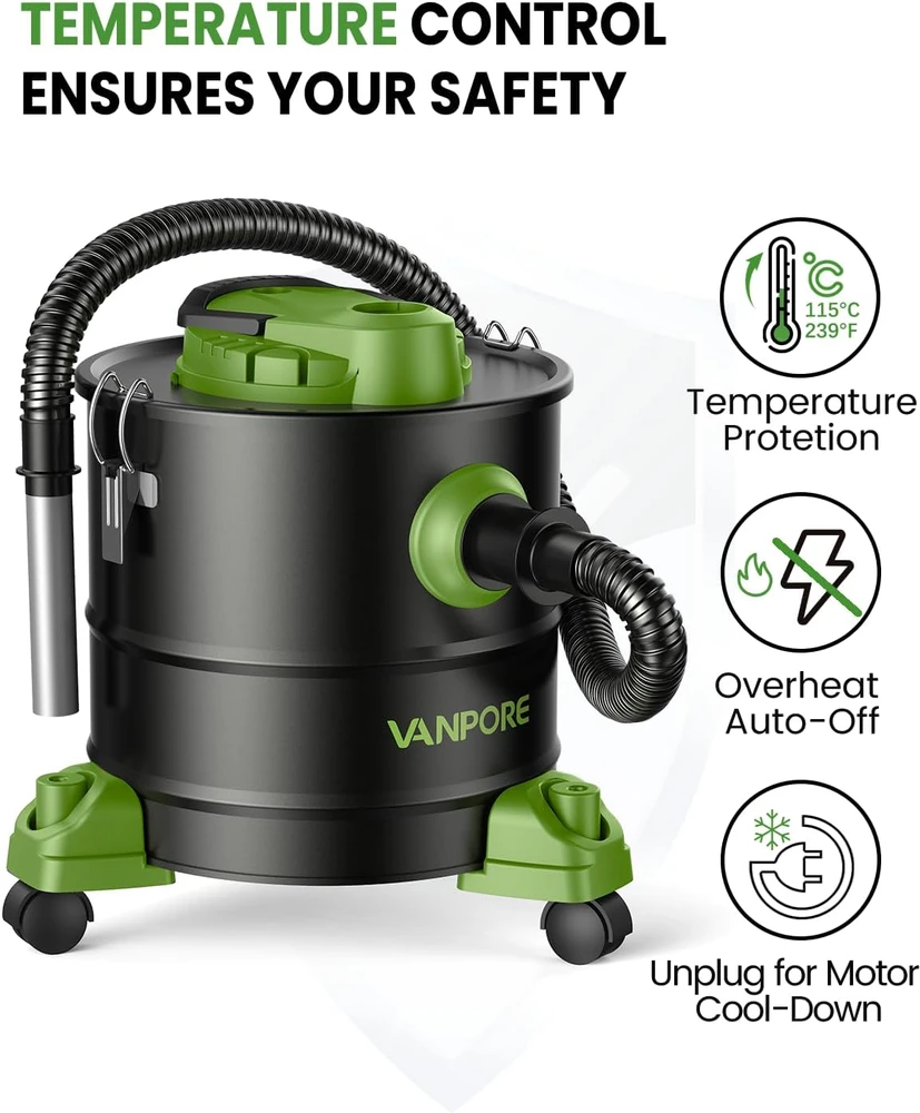 Dulkių siurblys VANPORE pelenų siurblys 1200 W, 20 l su HEPA filtru, modelis 1811