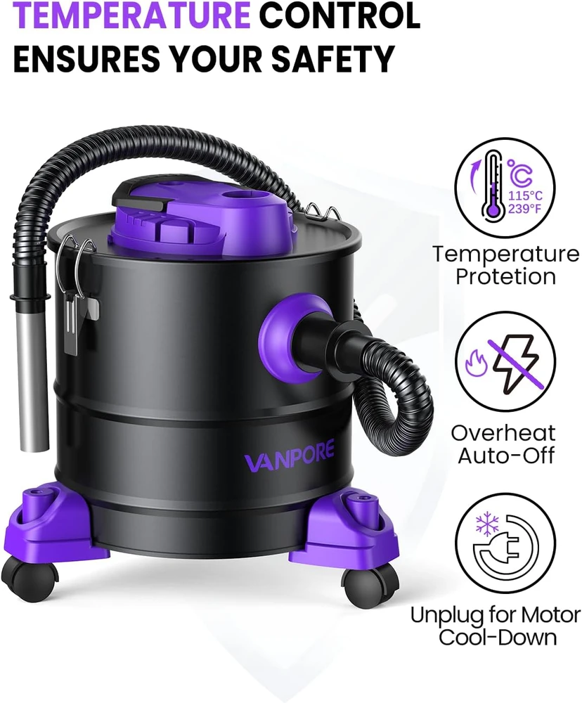 Dulkių siurblys VANPORE pelenų siurblys 20 l 1200 W su HEPA filtru ir pūtimo funkcija BJ1811