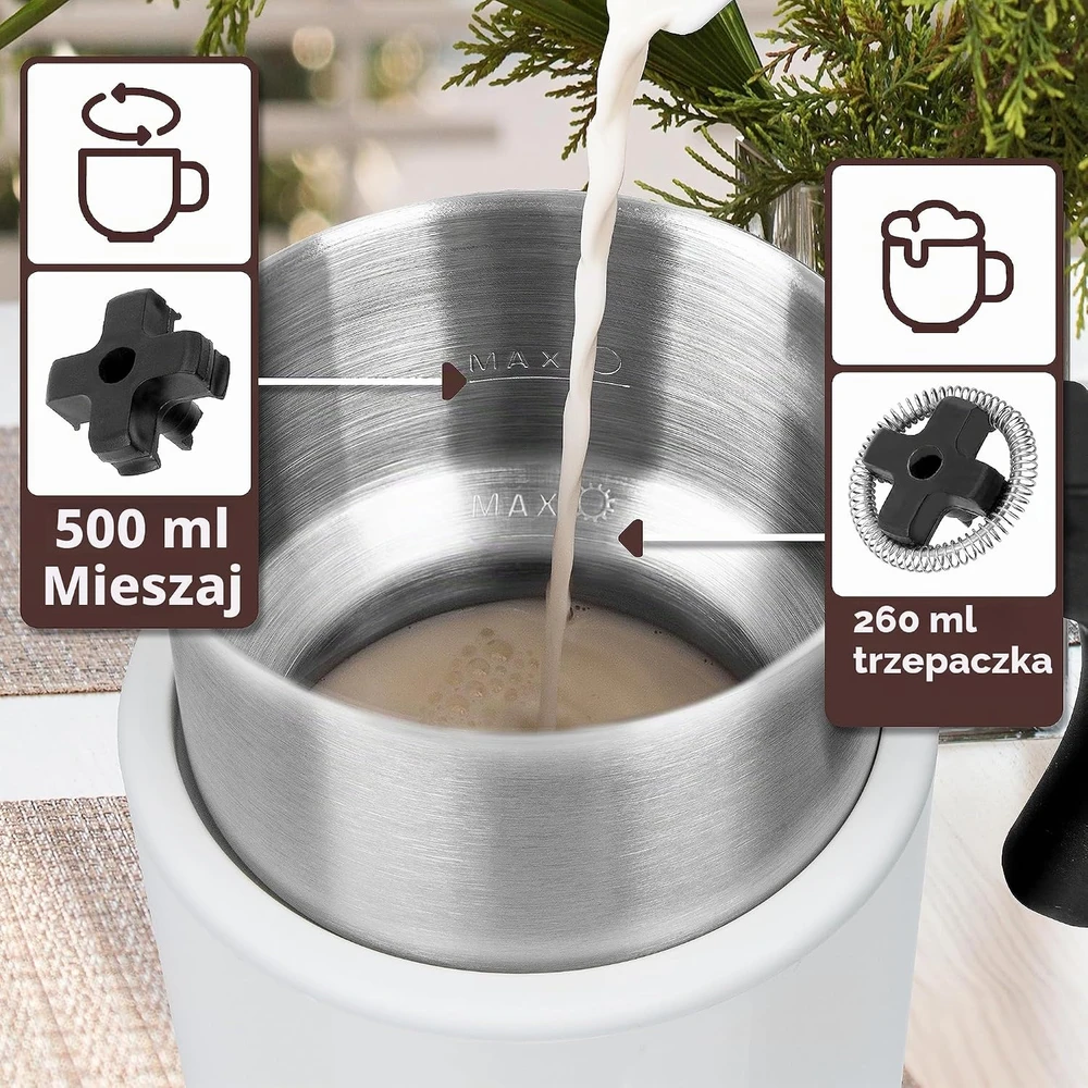 Duronic automatinis pieno putų plakiklis ir šildytuvas 500 W, 500 ml, MF500 WE