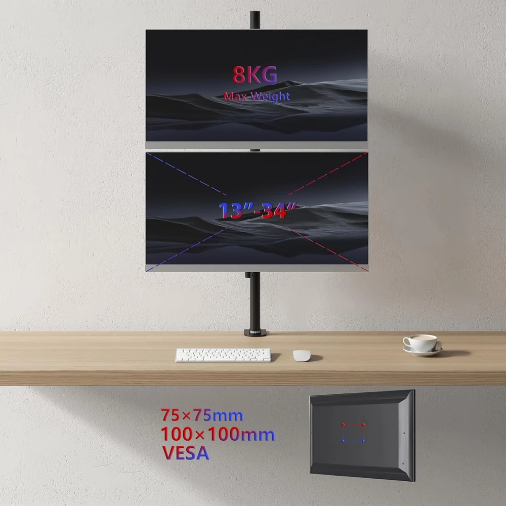 Duronic dviejų monitorių laikiklis 13–32 col., VESA 75/100, iki 8kg, DMT252VX1