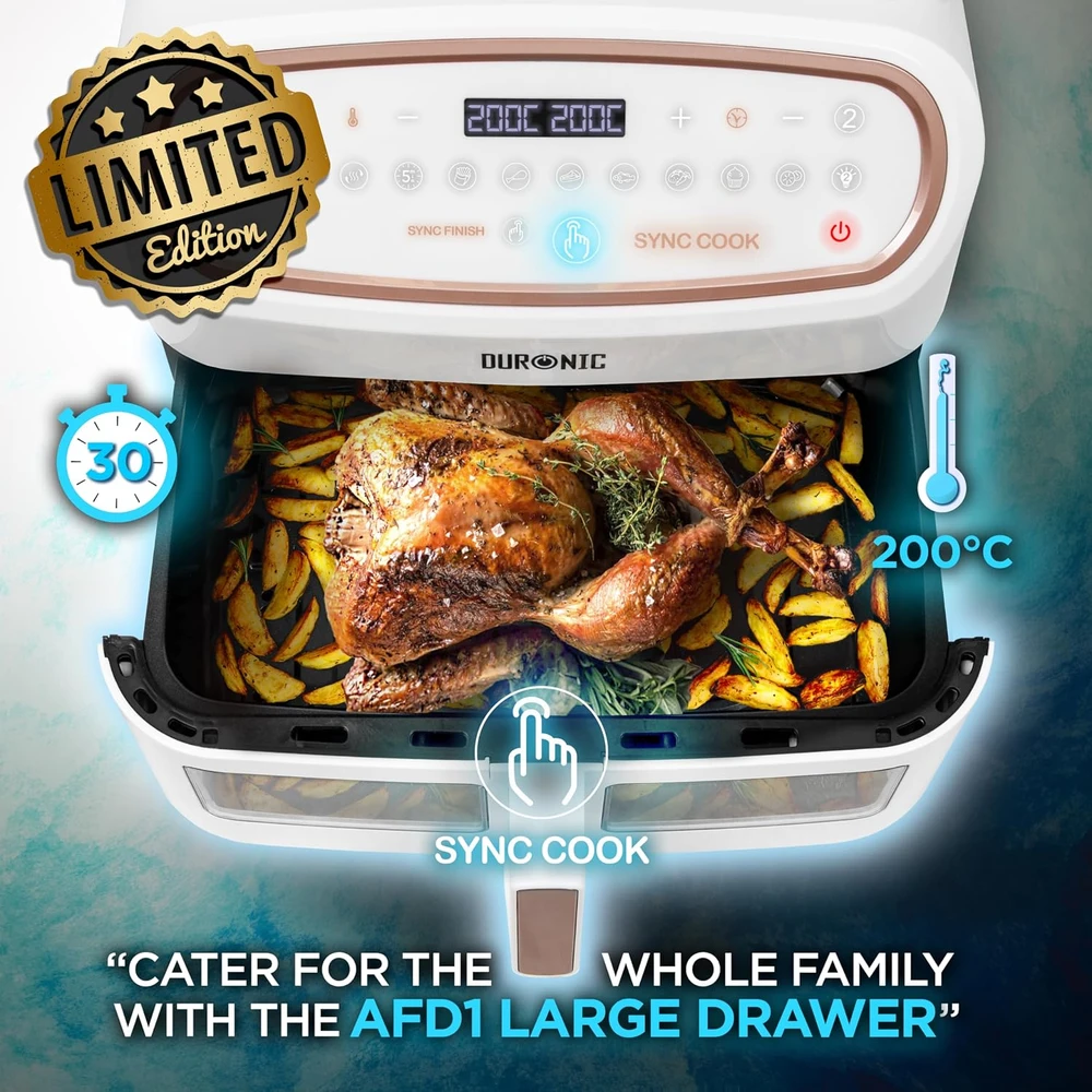 Duronic karšto oro gruzdintuvė 10 l, 2400 W, dviejų zonų, AF34 WE