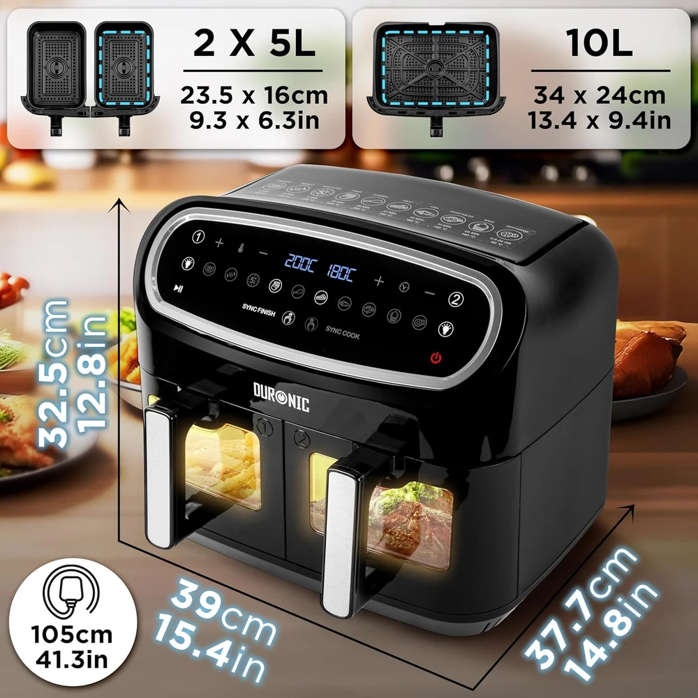 Duronic karšto oro gruzdintuvė su 3 stalčiais, 19,5 l, 2400 W, AF34