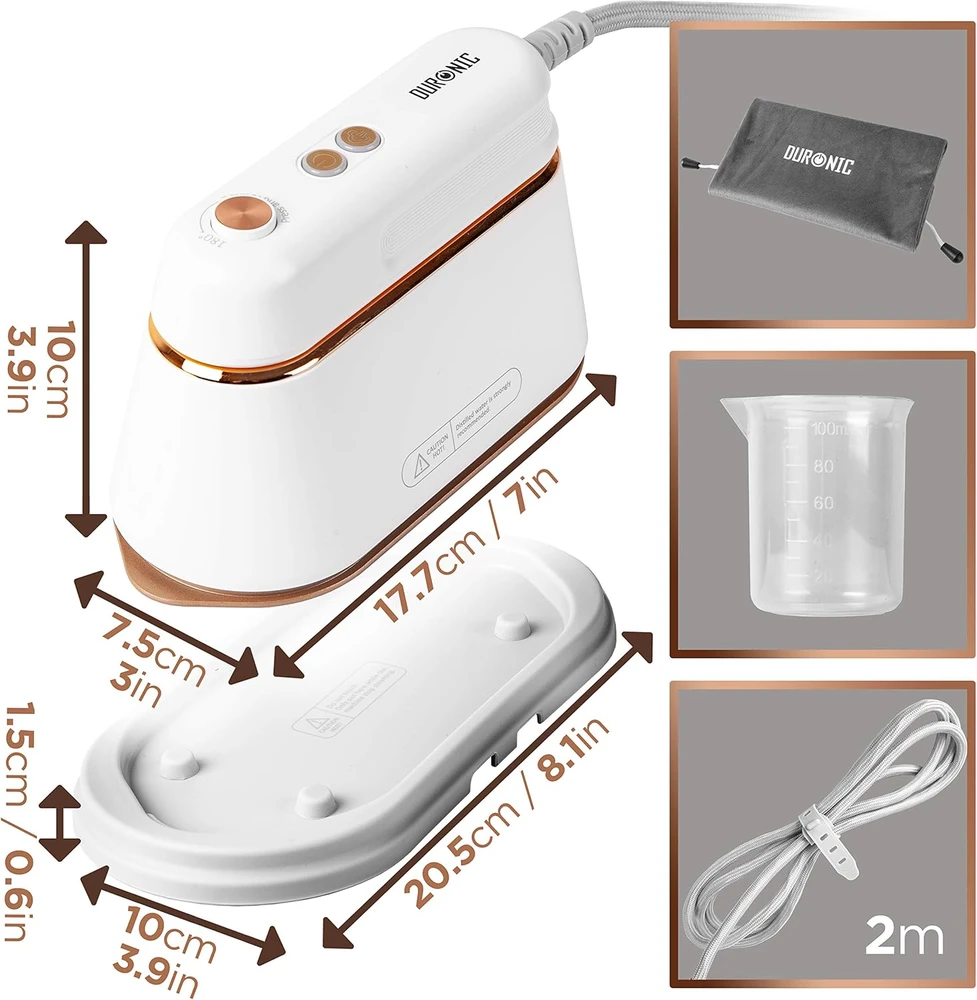 Duronic kelioninis garinis lygintuvas 2 viename, 1190 W, 90 ml, HS90