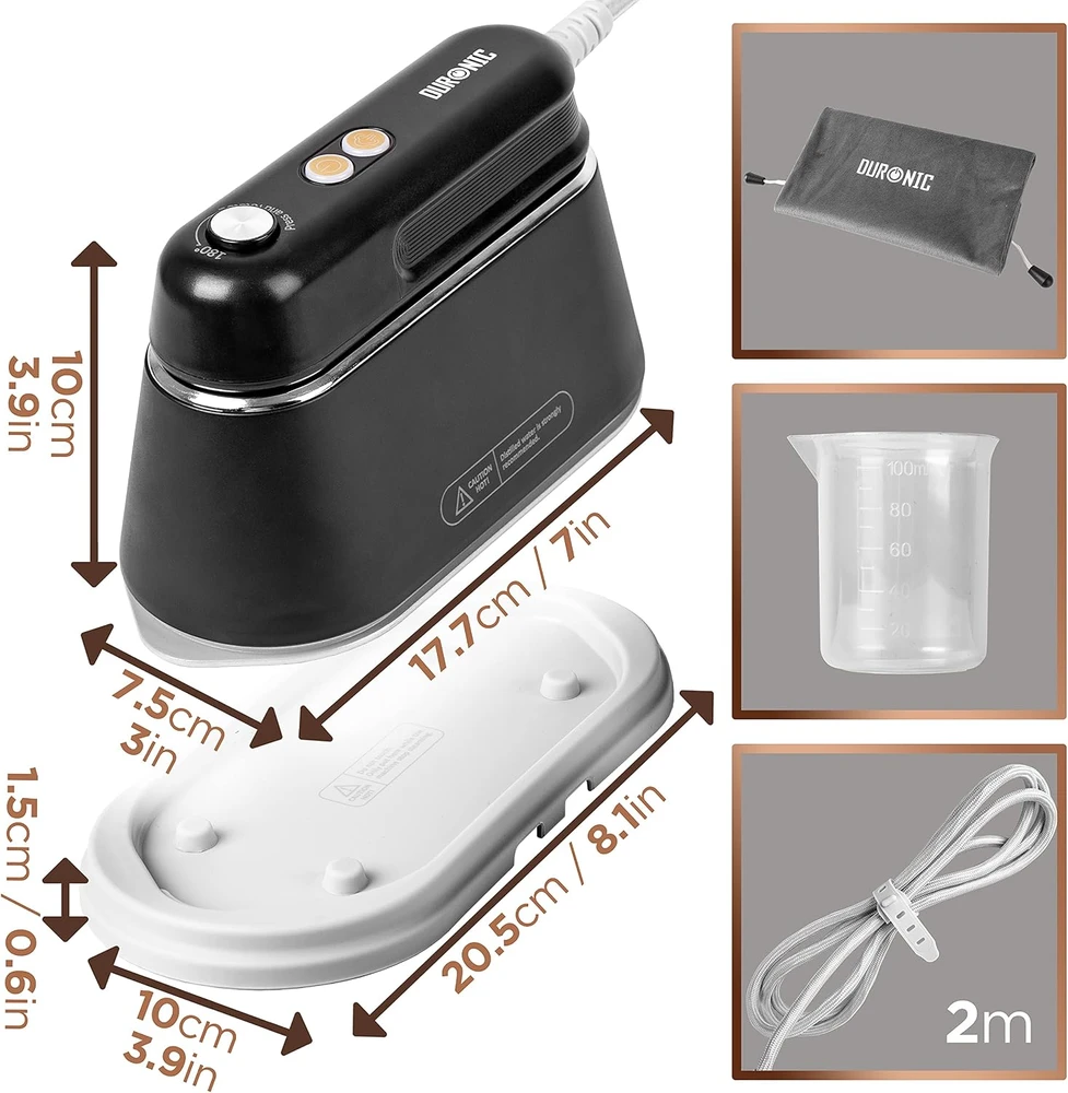 Duronic kelioninis garinis lygintuvas HS90, 1190 W, vertikaliam ir horizontaliam lyginimui
