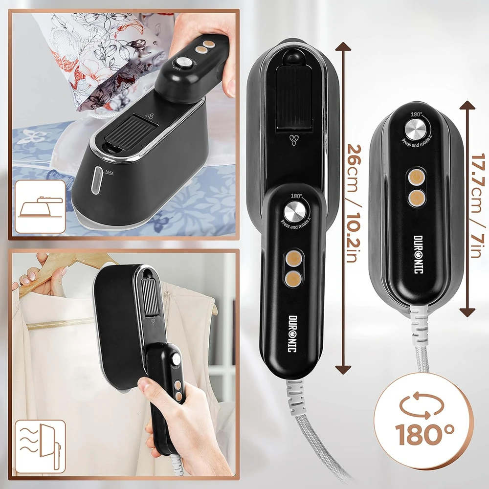 Duronic kelioninis garinis lygintuvas HS90, 1190 W, vertikaliam ir horizontaliam lyginimui