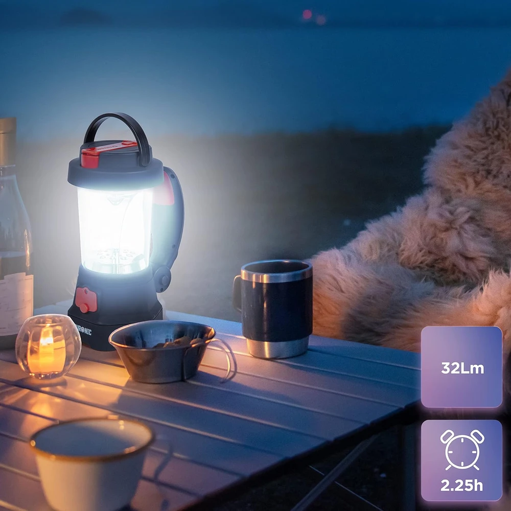 Duronic kempingo LED lempa su dynamo, USB įkrovimu ir SOS funkcija Hurricane