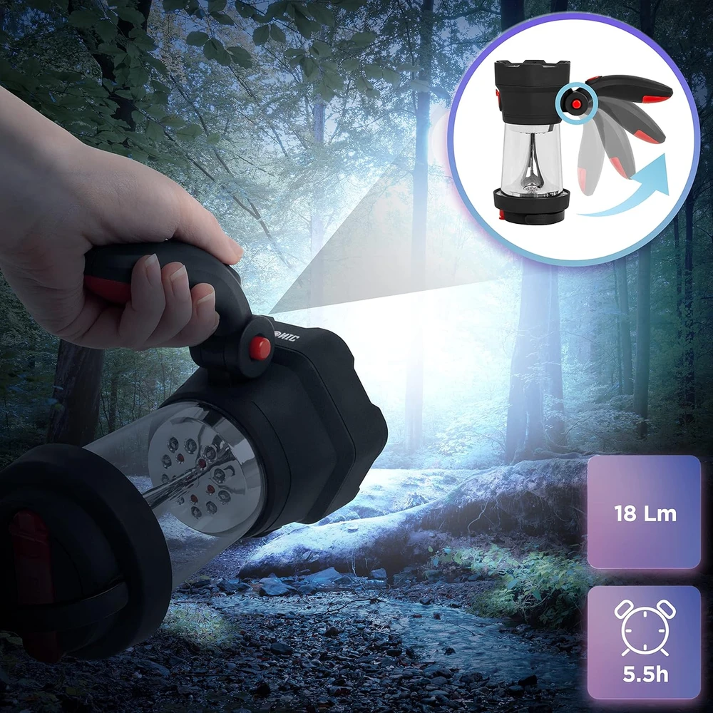 Duronic kempingo LED lempa su dynamo, USB įkrovimu ir SOS funkcija Hurricane