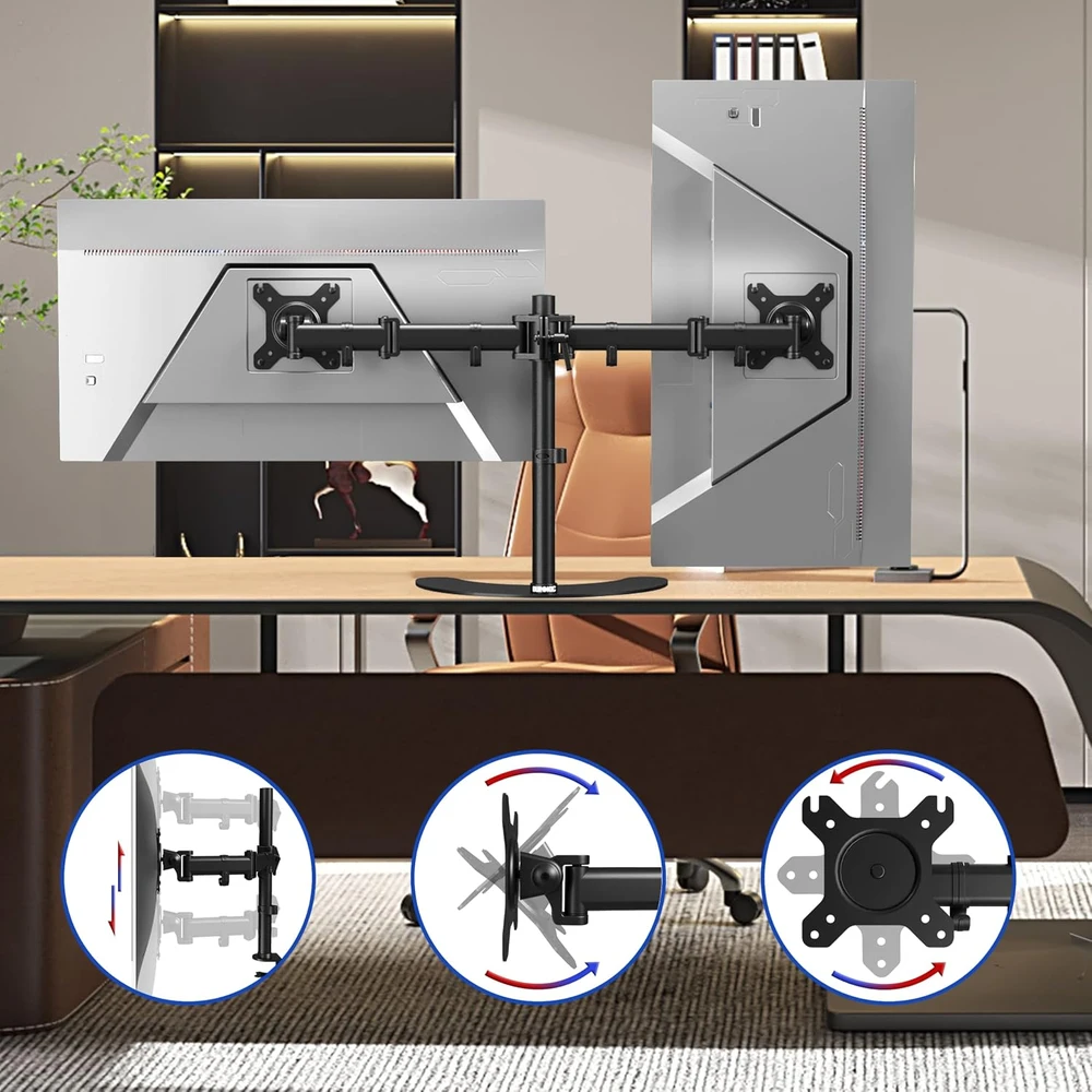 Duronic laisvai pastatomas laikiklis dviem monitoriams 13–27 col., VESA 75/100, DM25D2