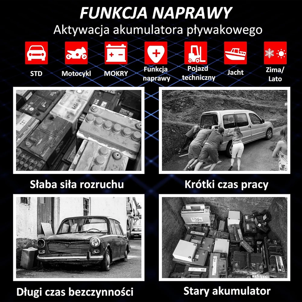 EAFC automobilinis akumuliatorių įkroviklis 12 V 12 A su LCD ekranu Rj-C121201A