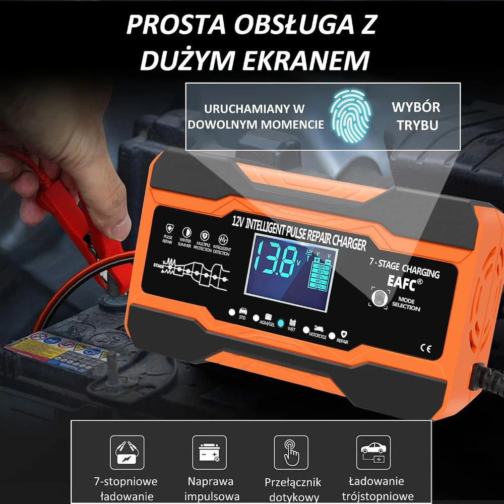 EAFC automobilinis akumuliatorių įkroviklis 12 V 12 A su LCD ekranu Rj-C121201A