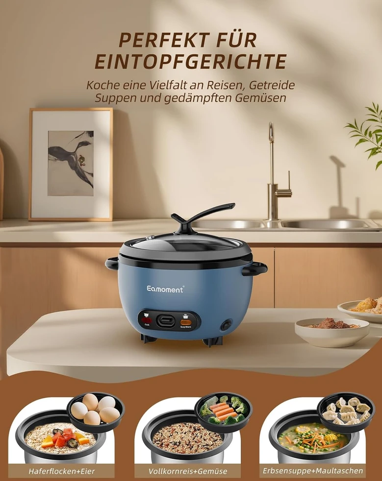 Eamoment ryžių viryklė 1 l, 500 W su garinimo įdėklu UEADRC-2SL004BL