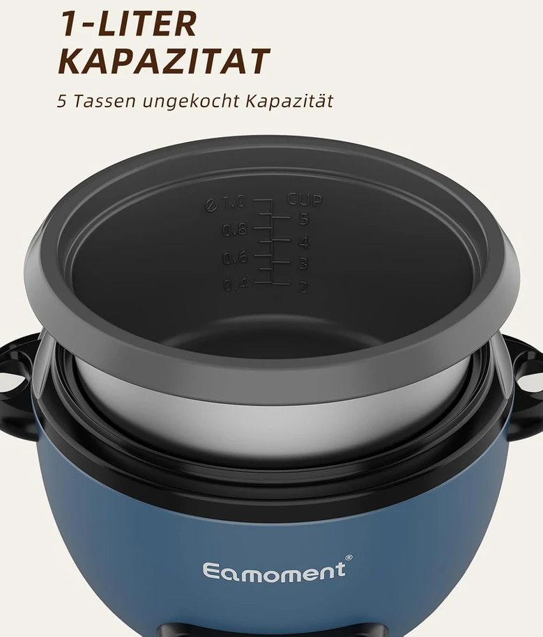 Eamoment ryžių viryklė 1 l, 500 W su garinimo įdėklu UEADRC-2SL004BL