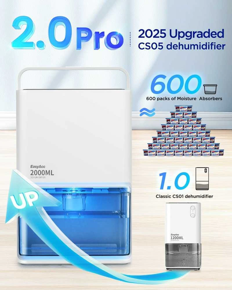 EasyAcc KW-CS05 elektrinis oro sausintuvas, 2 l bakelis, 50 W, tylus, su automatinio išsijungimo funkcija