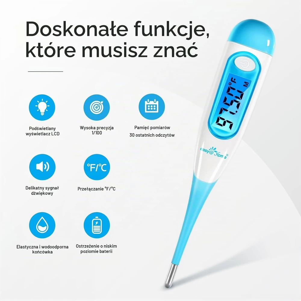 Easy@Home bazinės kūno temperatūros termometras su LCD ekranu ir atmintimi EBT-100B