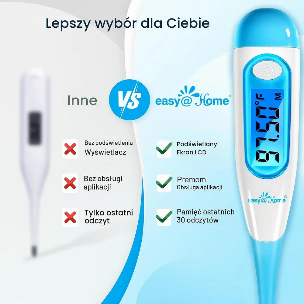 Easy@Home bazinės kūno temperatūros termometras su LCD ekranu ir atmintimi EBT-100B