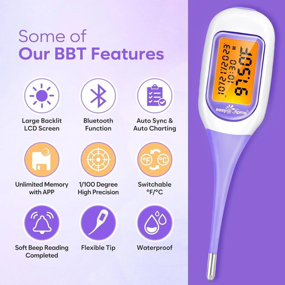 Easy@Home bazinis termometras su Bluetooth, apšviečiamu ekranu ir Premom programėle EBT-300