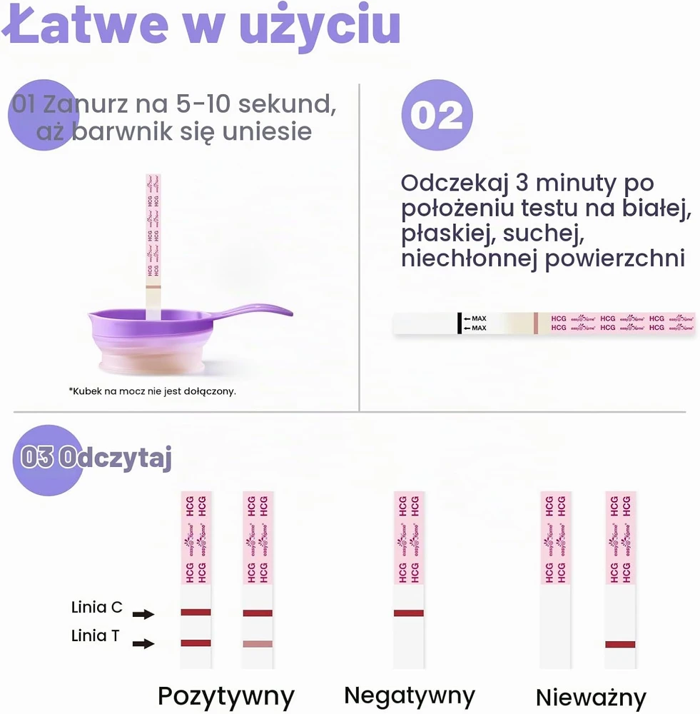 Easy@Home nėštumo testų juostelės ankstyvam nustatymui, 25 vnt., 10 mIU/ml, 43-5X4U-XVVA