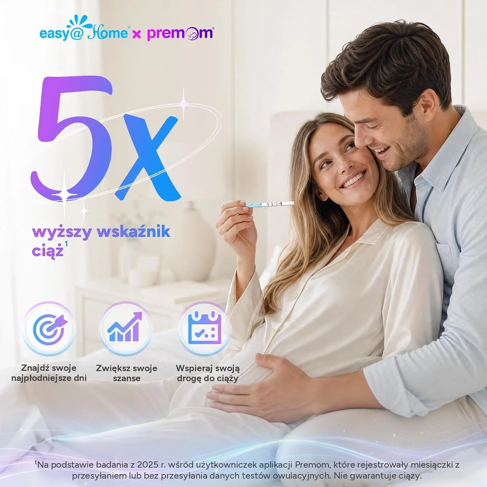 Easy@Home ovuliacijos testai 25 mIU/ml, 50 vnt., su Premom programėle, 50LH