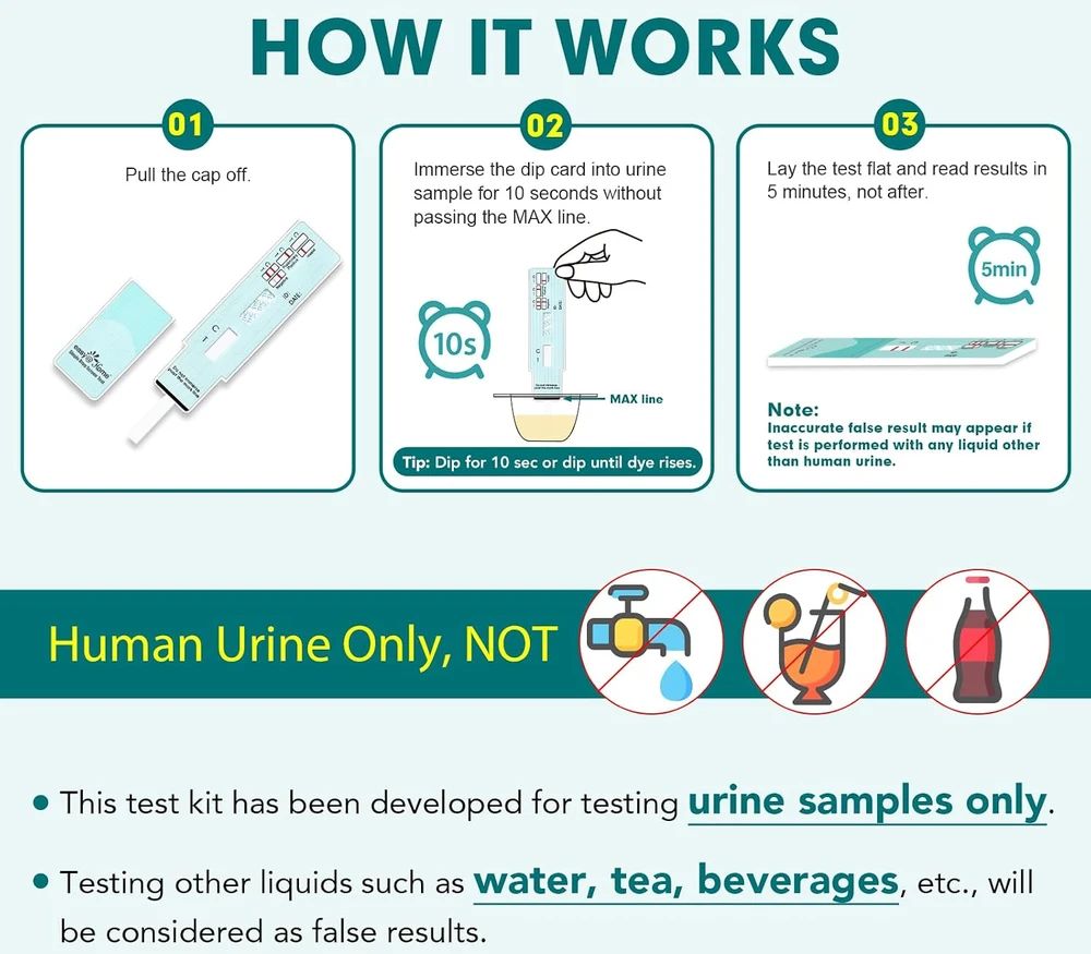Easy@Home THC šlapimo testai marihuanai nustatyti, 10 vnt., 50 ng/ml, EDTH-114-10