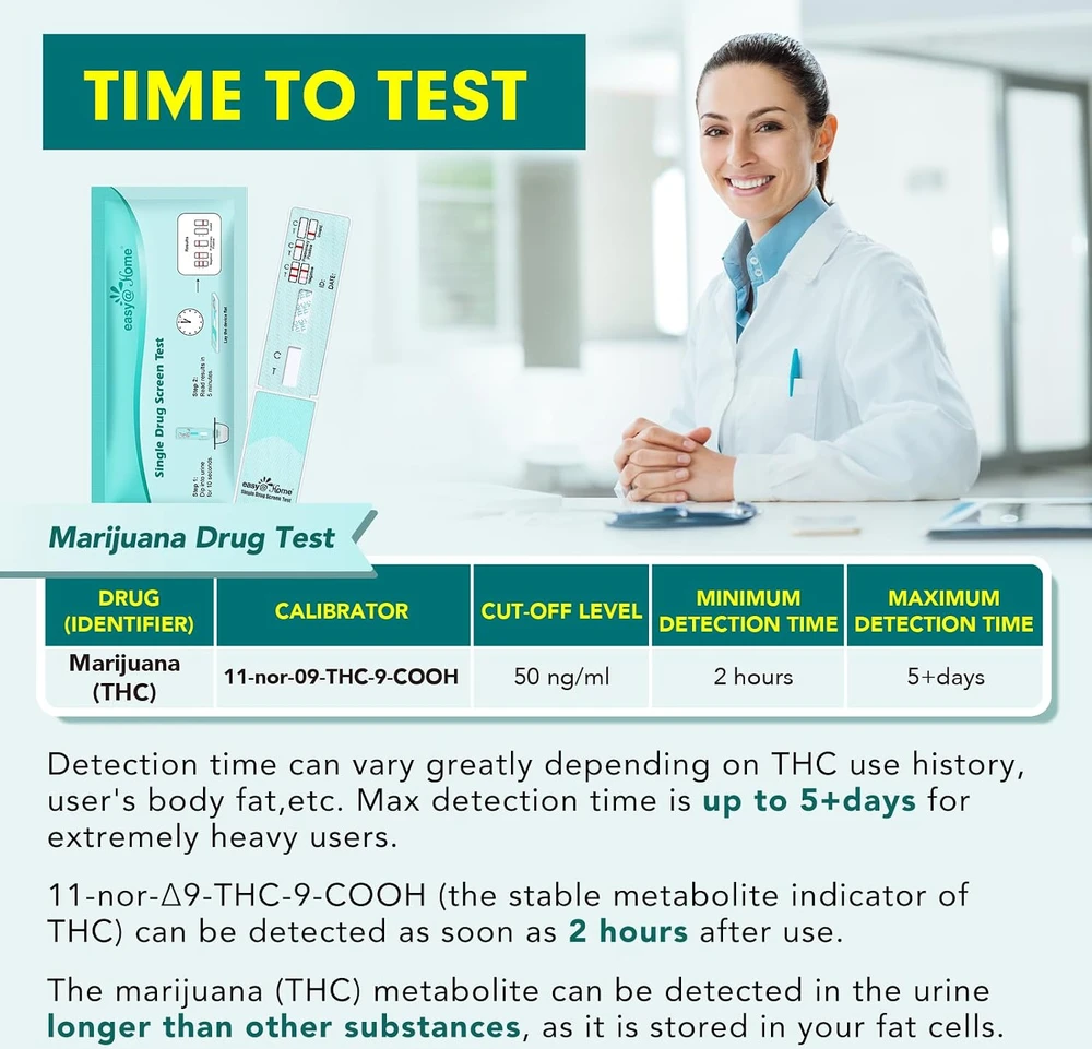 Easy@Home THC šlapimo testai marihuanai nustatyti, 10 vnt., 50 ng/ml, EDTH-114-10