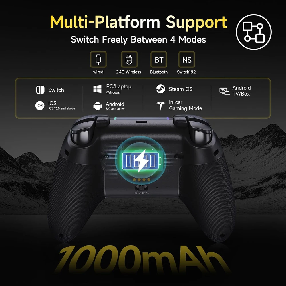 EasySMX belaidis žaidimų pultas PC, RGB apšvietimas, cichūs mygtukai, 1000 mAh, X05PRO