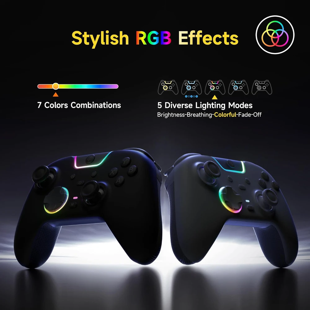 EasySMX belaidis žaidimų pultas PC, RGB apšvietimas, cichūs mygtukai, 1000 mAh, X05PRO