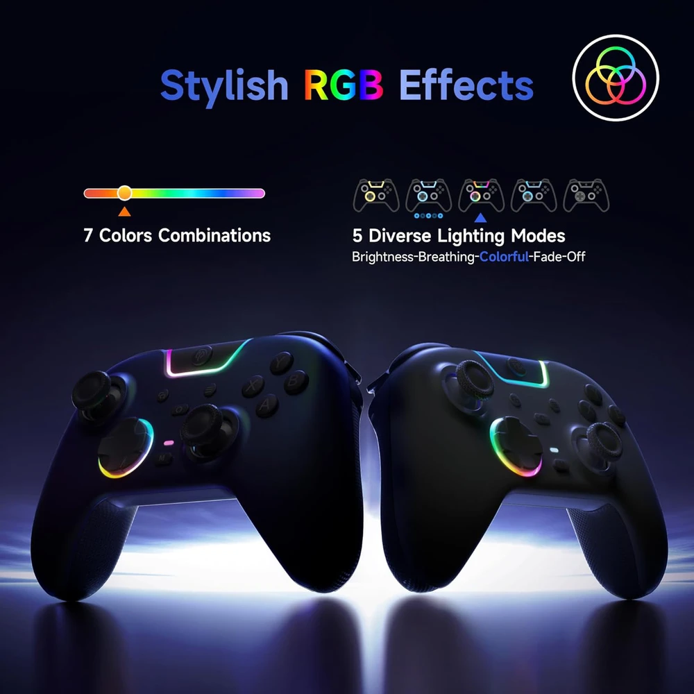 EasySMX belaidis žaidimų pultas su RGB apšvietimu, tinka PC, Switch, Android, iOS, X05PRO